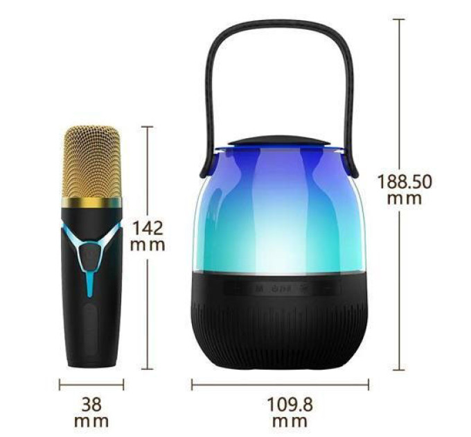 Портативна колонка XM-A68 з RGB підсвічуванням та мікрофоном, Bluetooth мікрофон для караоке