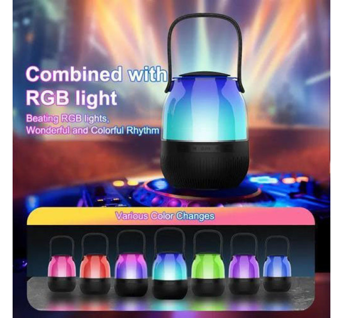 Портативна колонка XM-A68 з RGB підсвічуванням та мікрофоном, Bluetooth мікрофон для караоке