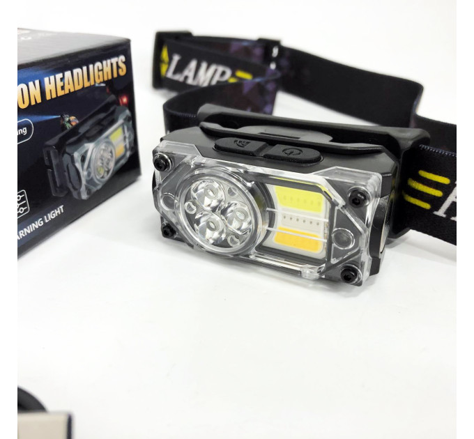 Ліхтар налобний YY-19B-3SMD+2COB(white+yellow+red), Налобний ліхтарик із usb зарядкою