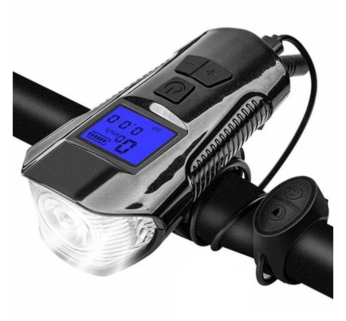 Велофара з комп'ютером та сигналом Waterproof XA-585-T6+2LED з виносною кнопкою, Фара велофара
