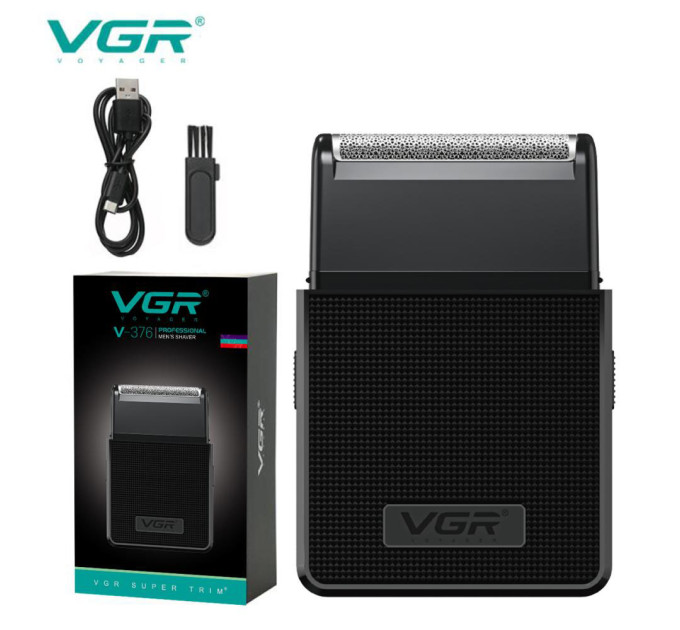 Електробритва VGR V-376 BLACK шейвер, Бюджетна машинка для стрижки бороди, Бездротова електробритва
