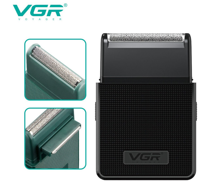 Електробритва VGR V-376 BLACK шейвер, Бюджетна машинка для стрижки бороди, Бездротова електробритва