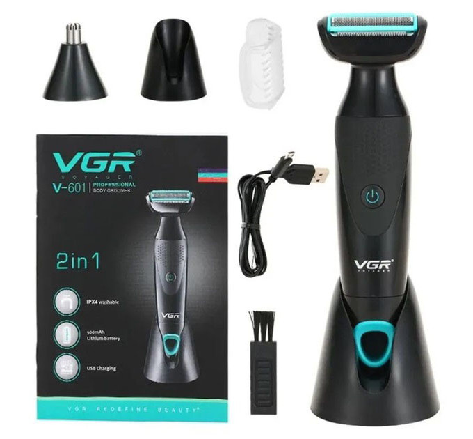 Акумуляторна електробритва для стрижки VGR V-601 від USB бритва електрична з професійною насадками