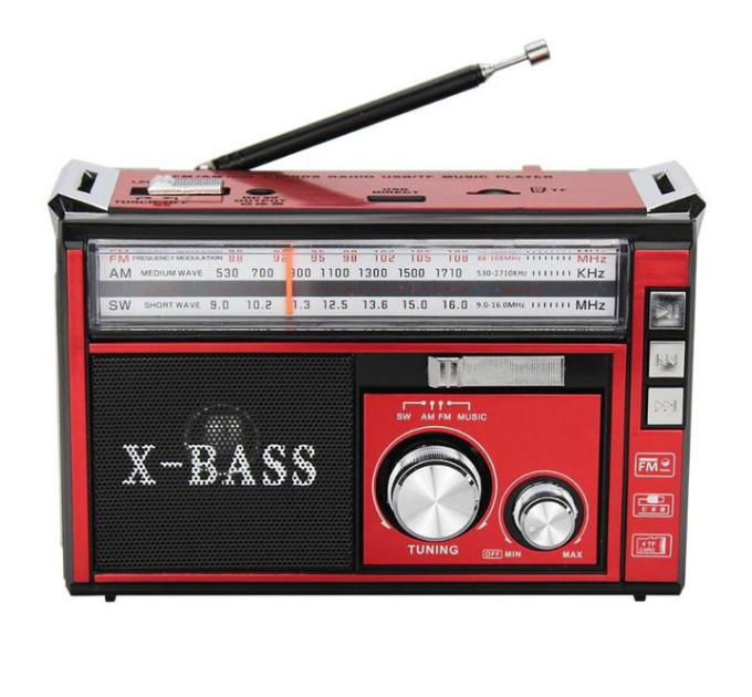 Радіоприймач портативне радіо Golon RX-381 акумуляторний ретро стовпчик usb sd mp3 fm Red