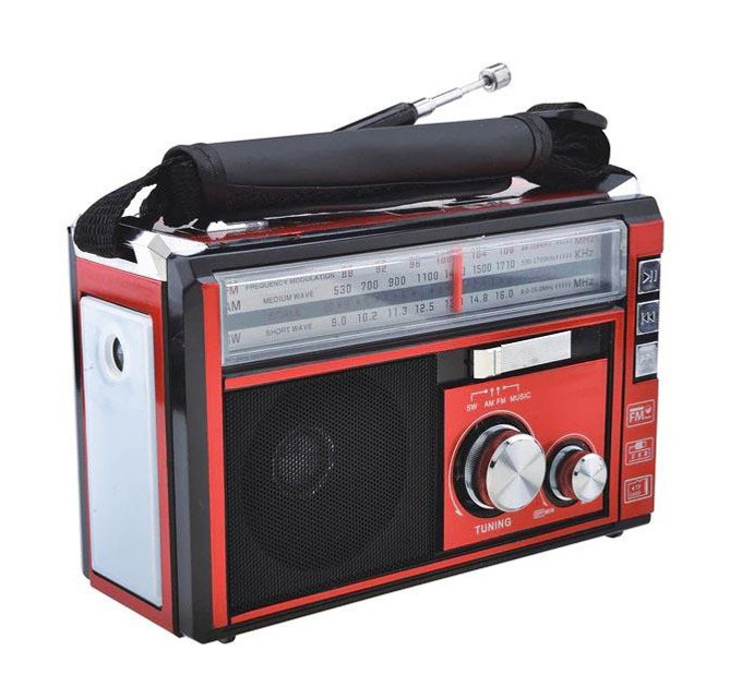 Радіоприймач портативне радіо Golon RX-381 акумуляторний ретро стовпчик usb sd mp3 fm Red