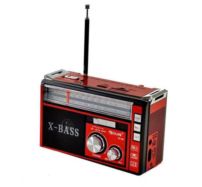 Радіоприймач портативне радіо Golon RX-381 акумуляторний ретро стовпчик usb sd mp3 fm Red