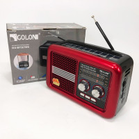 Радіо приймач Golon RX-BT978S сонячна панель AUX 3.5mm, Радіо приймач з акумулятором Red