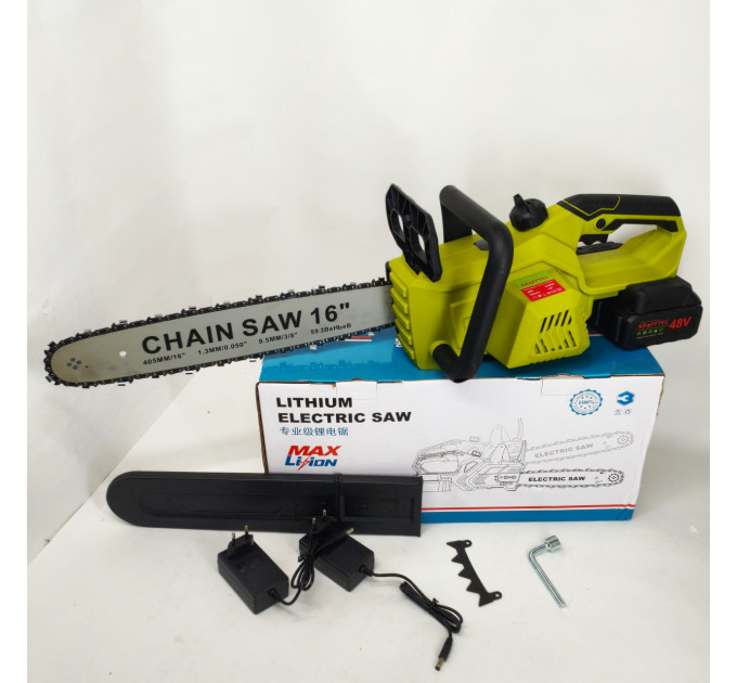 Акумуляторна ланцюгова пилка Chain Saw 16″, 36V, зарядне+ 2 акумулятори, Потужна садова пилка