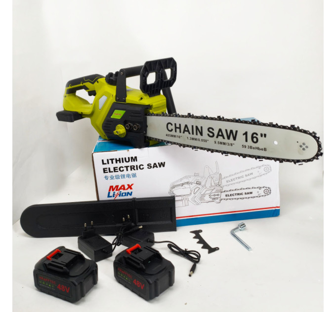 Акумуляторна ланцюгова пилка Chain Saw 16″, 36V, зарядне+ 2 акумулятори, Потужна садова пилка