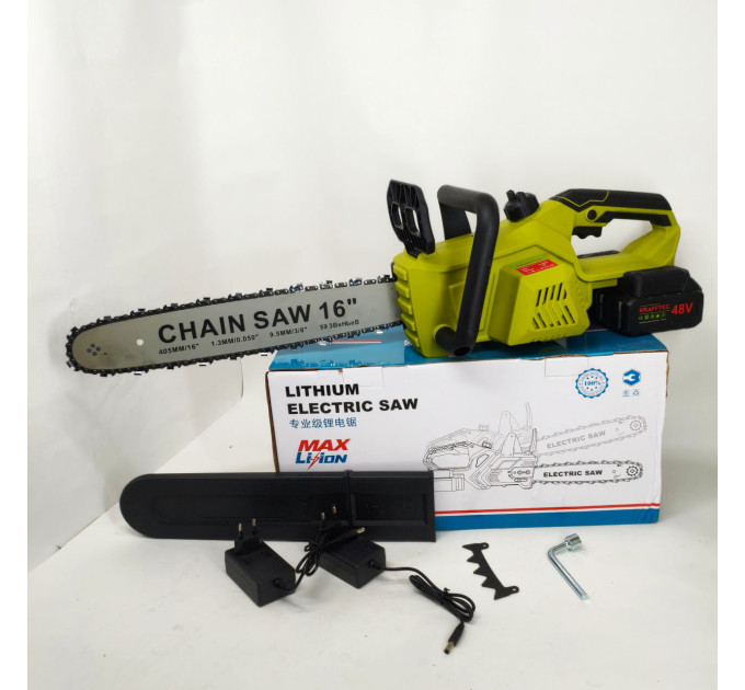 Акумуляторна ланцюгова пилка Chain Saw 16″, 36V, зарядне+ 2 акумулятори, Потужна садова пилка