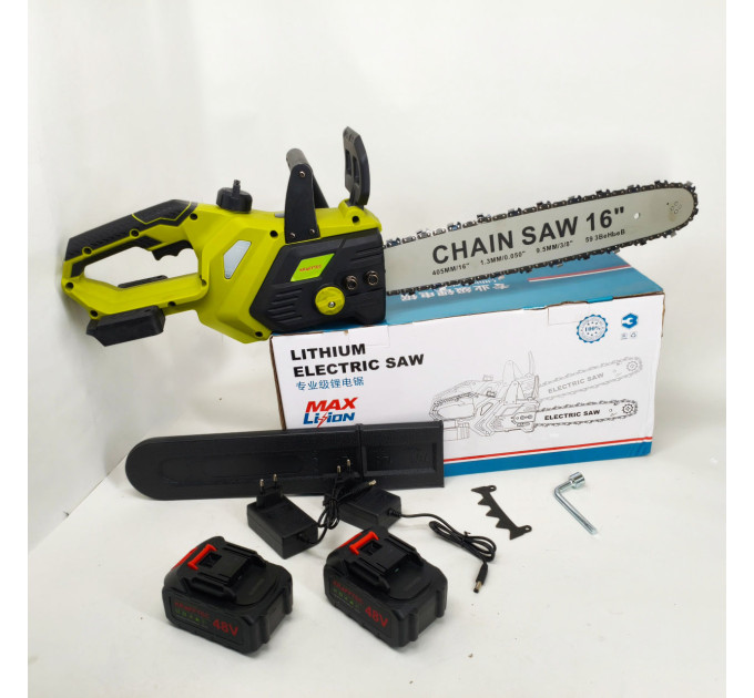 Акумуляторна ланцюгова пилка Chain Saw 16″, 36V, зарядне+ 2 акумулятори, Потужна садова пилка