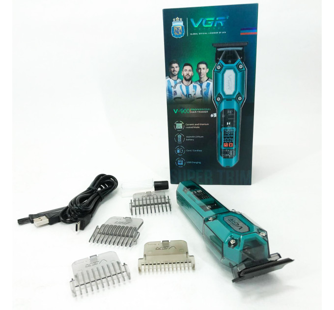 Акумуляторна машинка для стрижки VGR V-900 з дисплеєм, бездротова для стрижки волосся