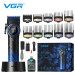 Професійна машинка для стрижки волосся VGR V-001 BLUE з дисплеєм 9000 об/хв та 10 насадками 1,5-24 мм