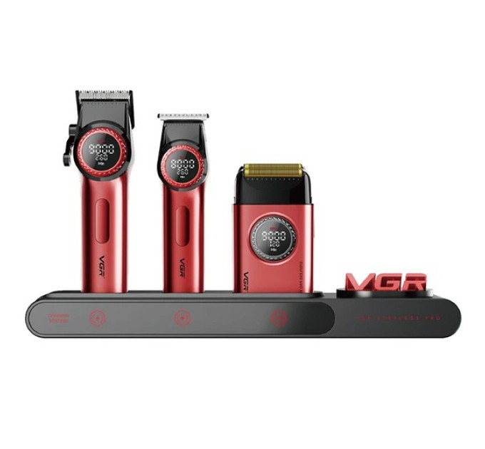 Професійний набір для барберів VGR Stepless Pro 3 in 1 RED