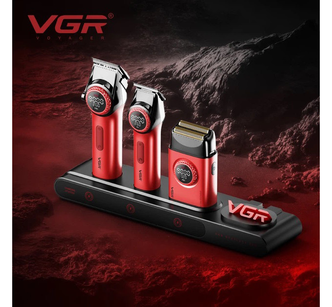 Професійний набір для барберів VGR Stepless Pro 3 in 1 RED