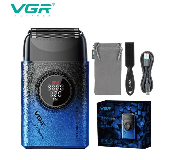 Електробритва VGR V-377 BLUE шейвер, Електрична акумуляторна бритва для гоління, шейвер чоловічий
