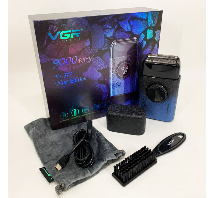 Електробритва VGR V-377 BLUE шейвер, Електрична акумуляторна бритва для гоління, шейвер чоловічий