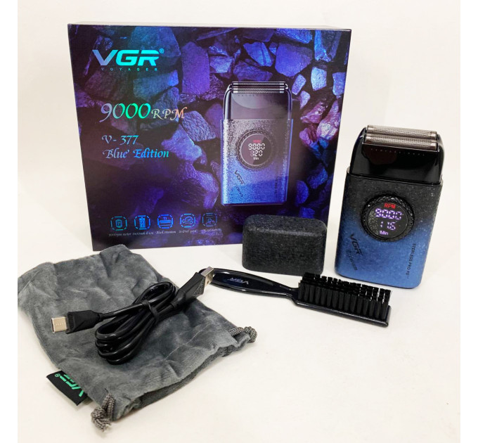 Електробритва VGR V-377 BLUE шейвер, Електрична акумуляторна бритва для гоління, шейвер чоловічий