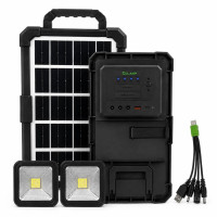 Портативна сонячна зарядна станція CCLAMP CL-083-38, 2400 mAh з LED-лампами / Автономне джерело живлення