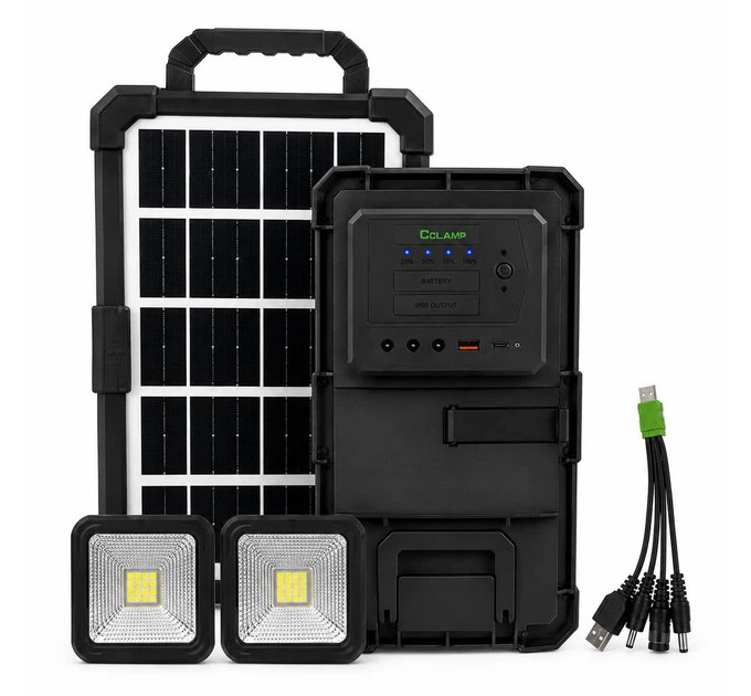 Портативна сонячна зарядна станція CCLAMP CL-083-38, 2400 mAh з LED-лампами / Автономне джерело живлення