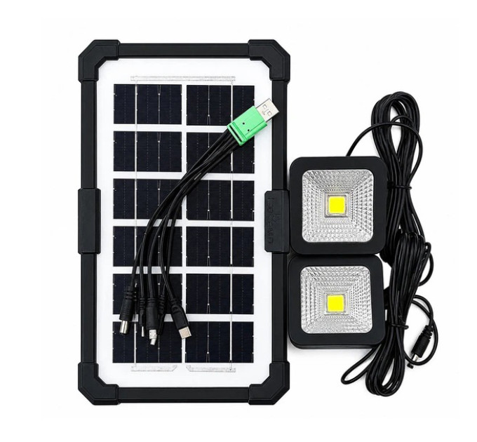 Портативна сонячна зарядна станція CCLAMP CL-083-38, 2400 mAh з LED-лампами / Автономне джерело живлення