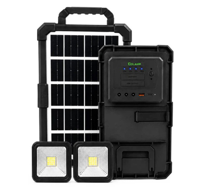 Портативна сонячна зарядна станція CCLAMP CL-083-38, 2400 mAh з LED-лампами / Автономне джерело живлення