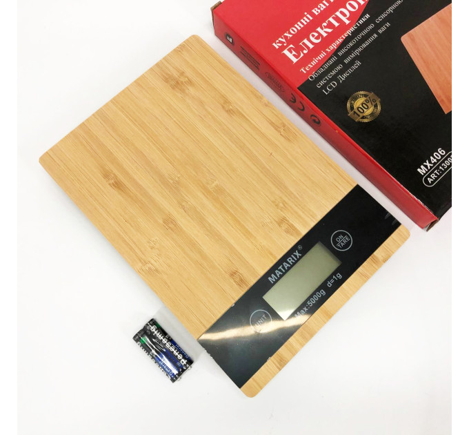 Ваги кухонні MATARIX MX-406 5кг Wood, Кухонні ваги для приготування страв, Ваги для домашньої кухні