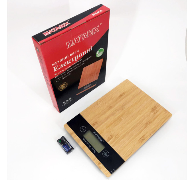 Ваги кухонні MATARIX MX-406 5кг Wood, Кухонні ваги для приготування страв, Ваги для домашньої кухні