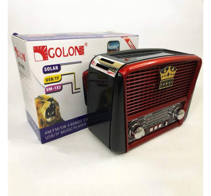 Радіоприймач Golon RX-455S USB / акумулятор сонячна панель, Радіоприймач з гарним прийомом для дачі
