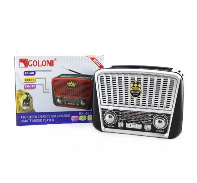 Радіоприймач Golon RX-455S USB / акумулятор сонячна панель FM радіо з mp3 програвачем Gray
