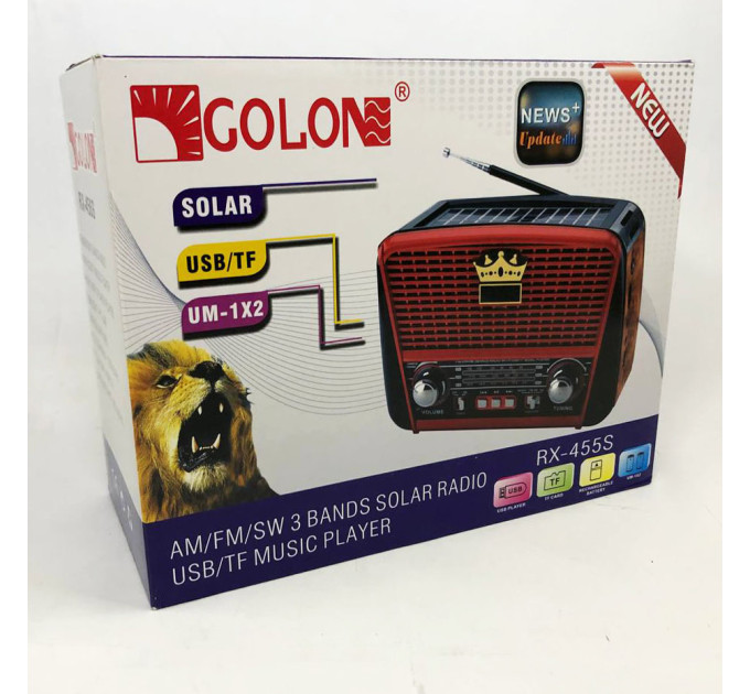 Радіоприймач Golon RX-455S USB / акумулятор сонячна панель FM радіо з mp3 програвачем Gray