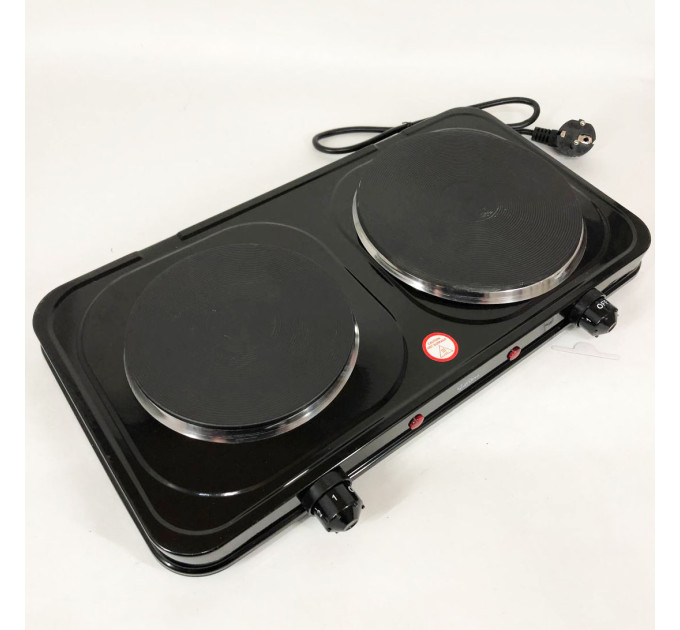 Плитка настільна електрична Suntera DP-1935B, 2500 W, 2 конфорки різного діаметру Black