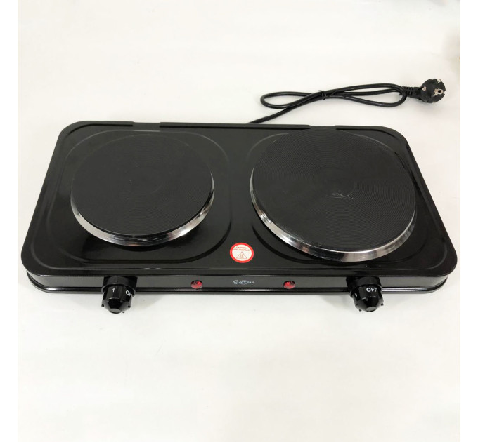 Плитка настільна електрична Suntera DP-1935B, 2500 W, 2 конфорки різного діаметру Black
