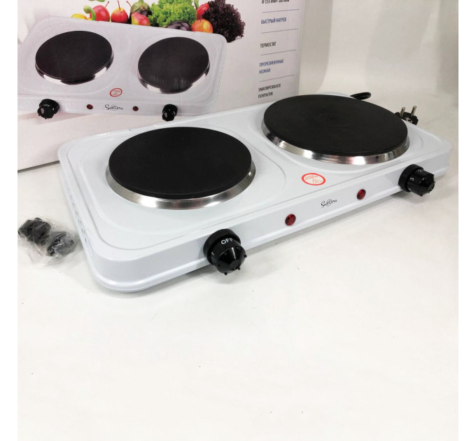 Плитка електрична Suntera DP-1935W, 2500W, 2 конфорки різного діаметру, 2 конфорки White