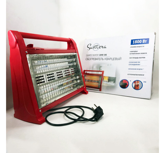 Кварцовий обігрівач Suntera QHW-106 1800 Вт, кварцовий обігрівач для дому, переносний обігрівач
