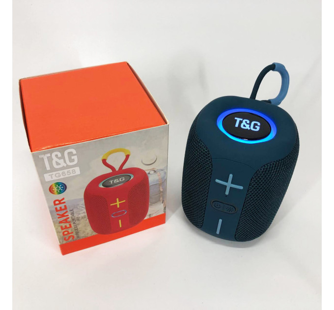 Портативна Bluetooth колонка TG658 8W з RGB підсвічуванням, акумуляторна переносна колонка. Колір: синій