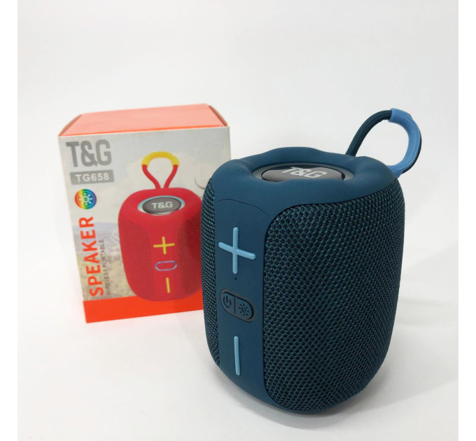 Портативна Bluetooth колонка TG658 8W з RGB підсвічуванням, акумуляторна переносна колонка. Колір: синій