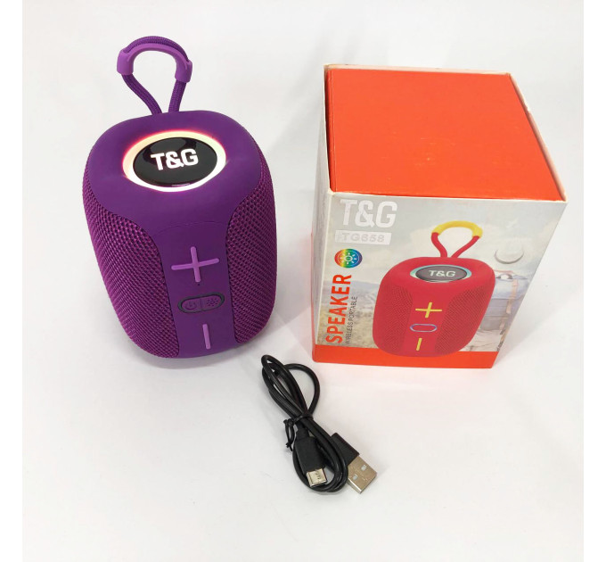 Портативна Bluetooth колонка TG658 8W з RGB підсвічуванням бездротова портативна потужна. Колір: фіолетовий