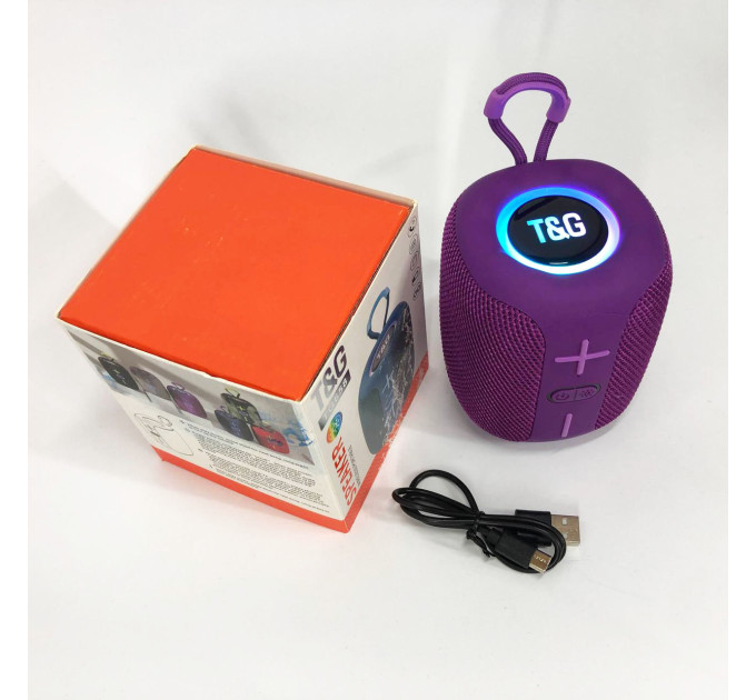 Портативна Bluetooth колонка TG658 8W з RGB підсвічуванням бездротова портативна потужна. Колір: фіолетовий