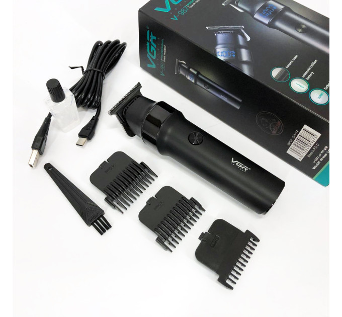 Машинка для стрижки волосся VGR V-987 BLACK, для стрижки посіченого волосся
