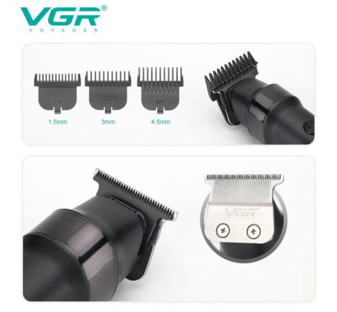 Машинка для стрижки волосся VGR V-987 BLACK, для стрижки посіченого волосся