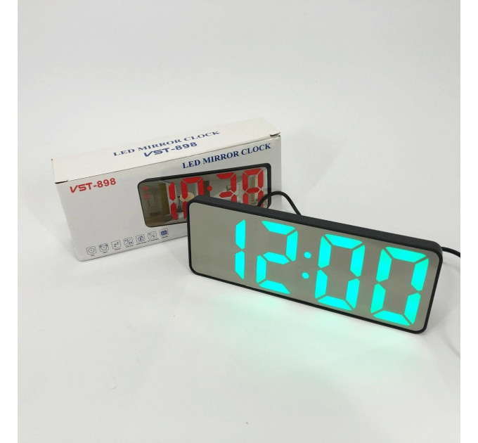 Електронний настільний LED годинник від USB VST-898-4 з будильником і термометром оригінальний настільний годинник