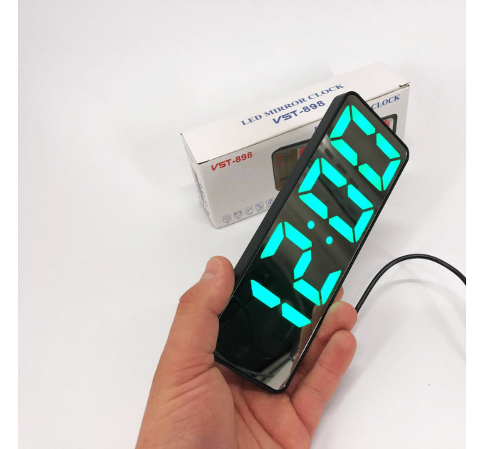 Електронний настільний LED годинник від USB VST-898-4 з будильником і термометром оригінальний настільний годинник