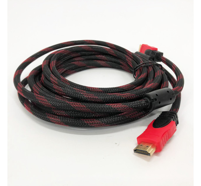 Кабель посилений 5м перехідник адаптер HDMI-HDMI тато-тато аудіо відео шнур в обмотці