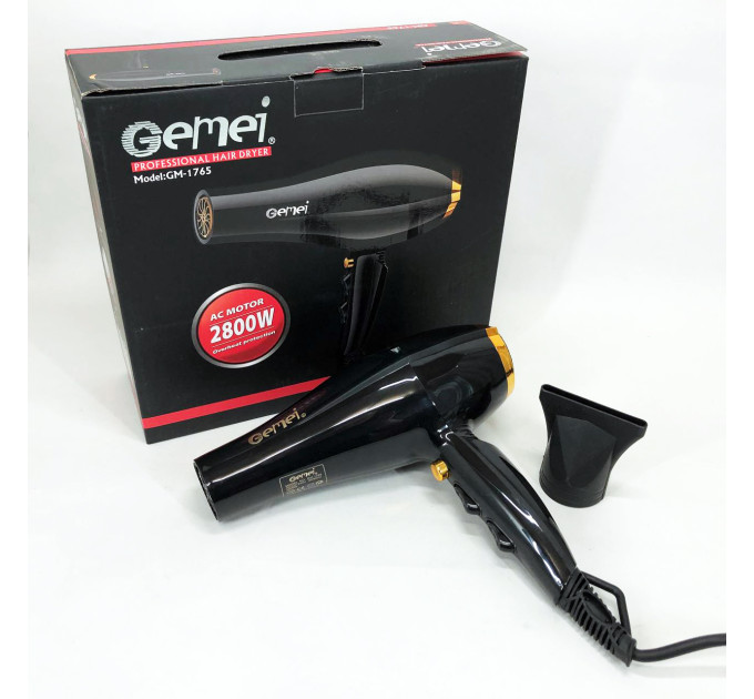 Фен Gemei GM-1765 Професійний фен для волосся дві швидкості та три режими для сушіння та укладання волосся