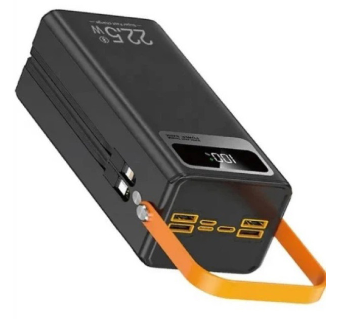Power bank WUW TUGII Y106 60000 mAh зі швидкою зарядкою, дисплеєм та вбудованими кабелями 4xUSB