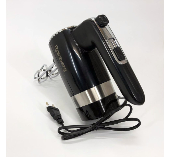 Міксер ручний Rainberg RB-2216 (5 швидкостей, 2 насадки та підставка) 600W, потужний міксер блендер ручний