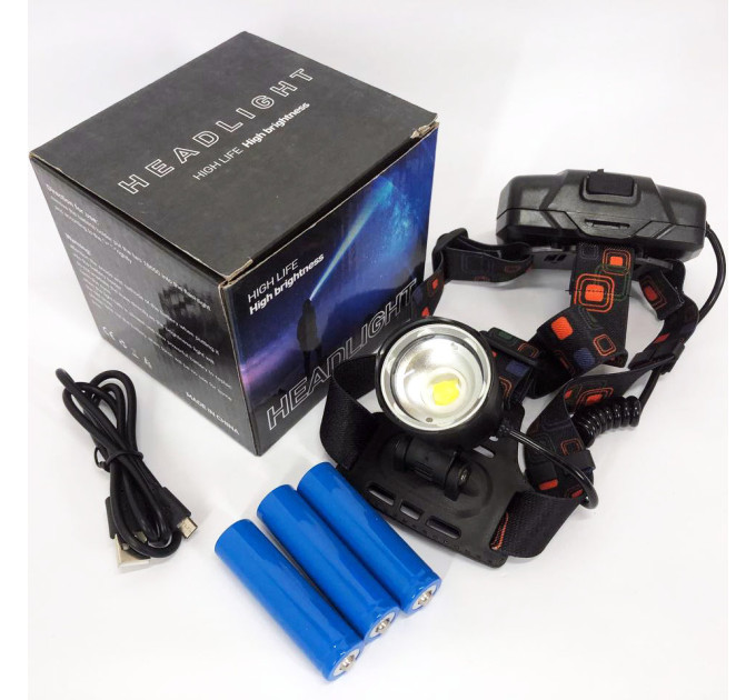 Ліхтар налобний X-Balong XQ-219-HP50 акумуляторний LED zoom з функцією Power Bank 3 режими роботи