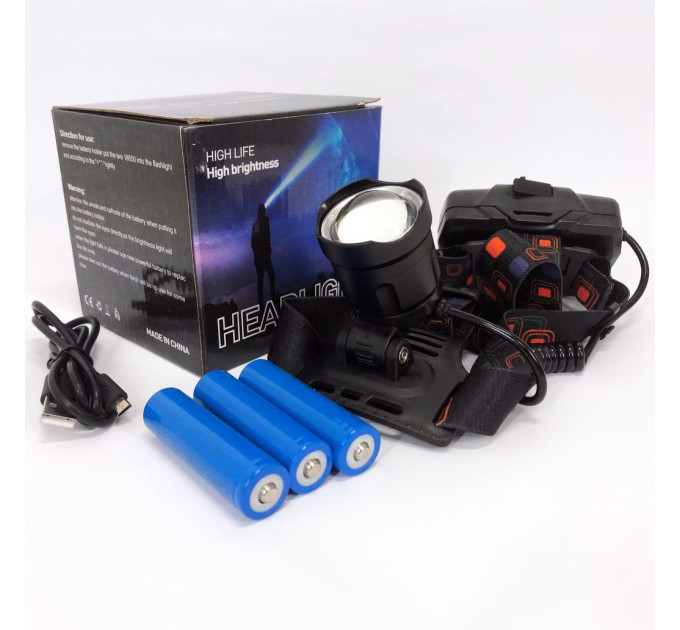 Ліхтар налобний X-Balong XQ-219-HP50 акумуляторний LED zoom з функцією Power Bank 3 режими роботи