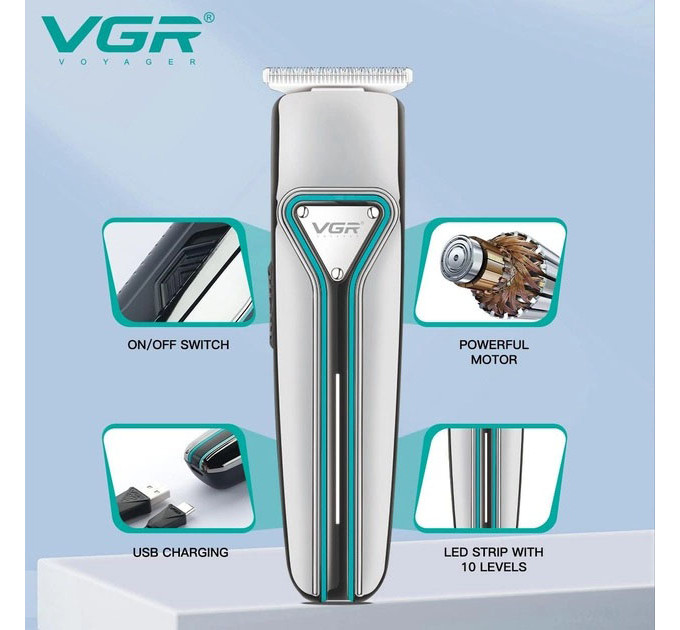 Професійна триммер бездротова для стрижки волосся VGR V-008 Pro, машинка для стрижки голови